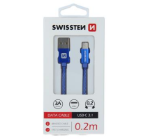 DATOVÝ KABEL SWISSTEN TEXTILE USB / USB-C 0,2 M MODRÝ obrázek