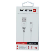 DATOVÝ KABEL SWISSTEN USB / MICRO USB 1,5 M BÍLÝ (6,5mm) obrázek