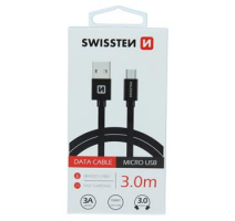 DATOVÝ KABEL SWISSTEN TEXTILE USB / MICRO USB 3,0 M ČERNÝ obrázek