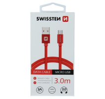 DATOVÝ KABEL SWISSTEN TEXTILE USB / MICRO USB 3,0 M ČERVENÝ obrázek