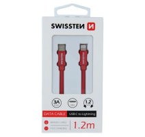 DATOVÝ KABEL SWISSTEN TEXTILE USB-C / LIGHTNING 1,2 M ČERVENÝ obrázek