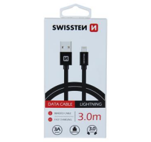 DATOVÝ KABEL SWISSTEN TEXTILE USB / LIGHTNING 3,0 M ČERNÝ obrázek