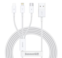 Baseus CAMLTYS-02 Superior Fast Charging Datový Kabel 3v1 USB-C, Lightning, MicroUSB 1.5m White obrázek