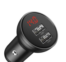 Baseus CCBX-0G Nabíječka do Auta s Displejem 24W 2x USB Grey obrázek