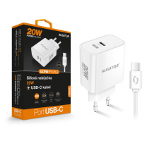 Chytrá síťová nabíječka ALIGATOR Power Delivery 20W USB-C, USB-C/USB-C kabel, bílá obrázek