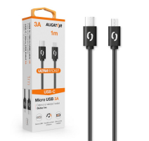 Datový kabel ALIGATOR POWER 3A, USB-C/micro USB 1m černý obrázek