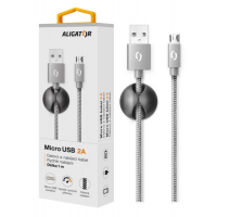 Datový kabel ALIGATOR PREMIUM 2A, Micro USB šedý obrázek