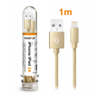 Datový kabel ALIGATOR TUBA 2A, iPhone lightning zlatý obrázek