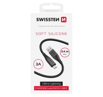 DATOVÝ KABEL SWISSTEN SOFT SILICONE USB-A / LIGHTNING 0,4 M ČERNÝ obrázek