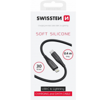 DATOVÝ KABEL SWISSTEN SOFT SILICONE USB-C / LIGHTNING 0,4 M ČERNÝ obrázek