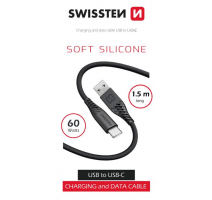 DATOVÝ KABEL SWISSTEN SOFT SILICONE USB / USB-C 1,5 M 60W ČERNÝ obrázek