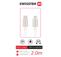 DATOVÝ KABEL SWISSTEN TEXTILE USB-C / LIGHTNING 2,0 M STŘÍBRNÝ obrázek
