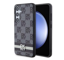 DKNY PU Leather Checkered Pattern and Stripe Zadní Kryt pro Samsung Galaxy S24+ Black obrázek