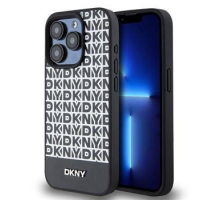 DKNY PU Leather Repeat Pattern Bottom Stripe Zadní Kryt pro iPhone 13 Pro Max Black obrázek