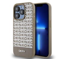 DKNY PU Leather Repeat Pattern Bottom Stripe Zadní Kryt pro iPhone 13 Pro Max Brown obrázek