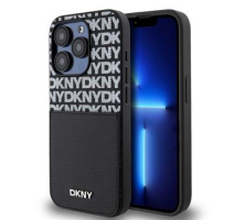 DKNY PU Leather Repeat Pattern Card Pocket Zadní Kryt pro iPhone 15 Pro Max Black obrázek