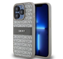 DKNY PU Leather Repeat Pattern Tonal Stripe Zadní Kryt pro iPhone 14 Pro Max Beige obrázek