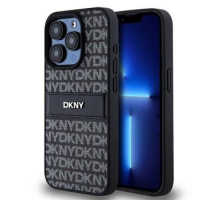 DKNY PU Leather Repeat Pattern Tonal Stripe Zadní Kryt pro iPhone 14 Pro Max Black obrázek