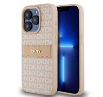 DKNY PU Leather Repeat Pattern Tonal Stripe Zadní Kryt pro iPhone 14 Pro Max Pink obrázek