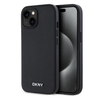 DKNY PU Leather Silver Metal Logo Magsafe Zadní Kryt pro iPhone 13 Black obrázek