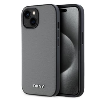 DKNY PU Leather Silver Metal Logo Magsafe Zadní Kryt pro iPhone 13 Grey obrázek