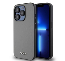 DKNY PU Leather Silver Metal Logo Magsafe Zadní Kryt pro iPhone 15 Pro Max Grey obrázek