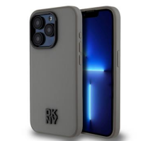 DKNY PU Leather Stack Logo Magsafe Zadní Kryt pro iPhone 15 Pro Max Grey obrázek