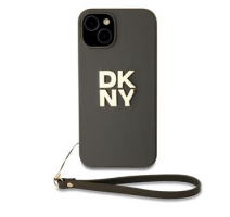 DKNY PU Leather Stack Logo Wrist Strap Zadní Kryt pro iPhone 13 Green obrázek