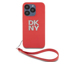 DKNY PU Leather Stack Logo Wrist Strap Zadní Kryt pro iPhone 15 Pro Max Pink obrázek