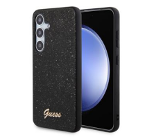 Guess PC/TPU Glitter Flakes Metal Logo Zadní Kryt pro Samsung Galaxy S24 Black obrázek