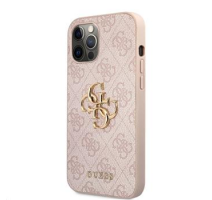 Guess PU 4G Metal Logo Zadní Kryt pro iPhone 12/12 Pro Pink obrázek