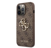 Guess PU 4G Metal Logo Zadní Kryt pro iPhone 13 Pro Brown obrázek