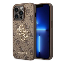 Guess PU 4G Metal Logo Zadní Kryt pro iPhone 15 Pro Brown obrázek