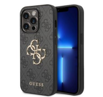 Guess PU 4G Metal Logo Zadní Kryt pro iPhone 15 Pro Max Grey obrázek