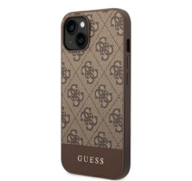 Guess PU 4G Stripe Zadní Kryt pro iPhone 14 Brown obrázek