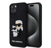 Karl Lagerfeld 3D Rubber Karl and Choupette Zadní Kryt pro iPhone 13 Black obrázek
