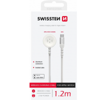 SWISSTEN OPLETENÝ MAGNETICKÝ KABEL PRO APPLE WATCH KOVOVÝ, USB-C 1.2 M BÍLÝ obrázek