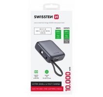 SWISSTEN POWER BANK 10000 mAh S INTEGROVANÝMI KABELY  USB-C A LIGHTNING VESMÍRNĚ STŘÍBRNÁ obrázek