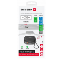 SWISSTEN POWER BANK VOLTBOX MagGO 10000 mAh S INTEGROVANÝMI KABELY + MAGSAFE + APPLE WATCH obrázek