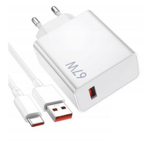 Xiaomi MDY-14-EW USB-A 67W Cestovní Nabíječka + USB-C 6A Datový Kabel White (Bulk) obrázek