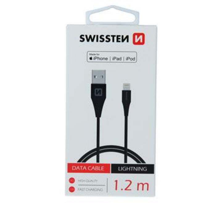 DATOVÝ KABEL SWISSTEN TPE USB / LIGHTNING MFi 1,2 M ČERNÝ