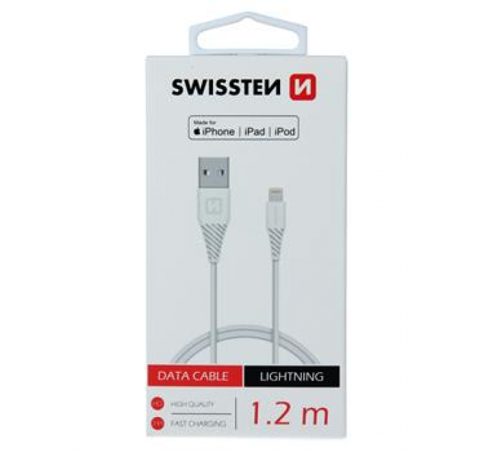 DATOVÝ KABEL SWISSTEN TPE USB / LIGHTNING MFi 1,2 M BÍLÝ