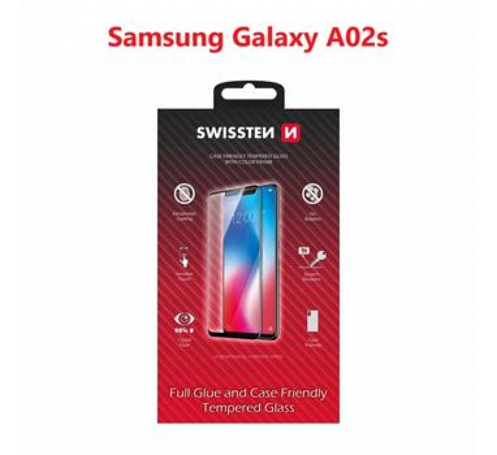 SKLO SWISSTEN FULL GLUE, COLOR FRAME, CASE FRIENDLY SAMSUNG GALAXY A02s ČERNÉ