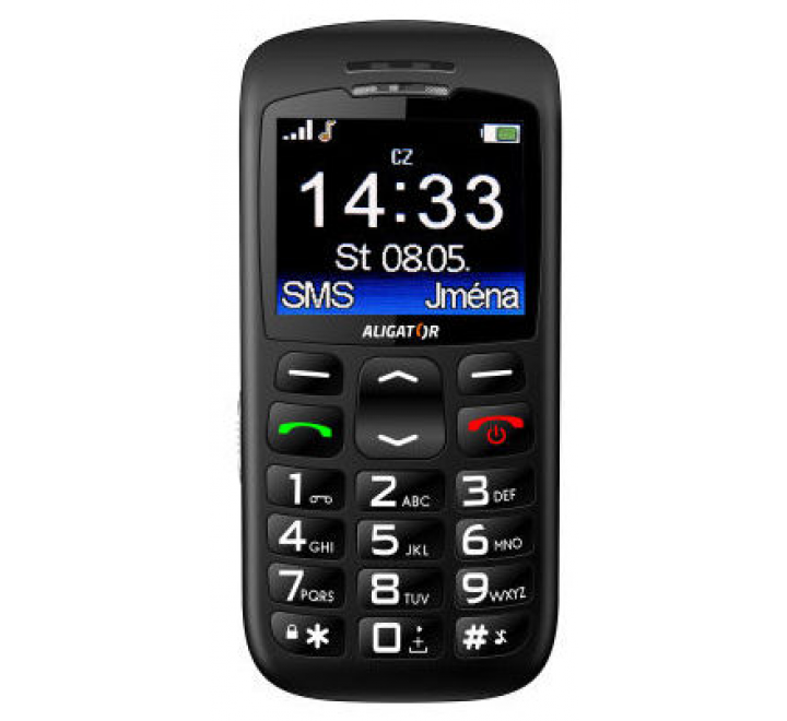 Aligator A670 Senior Black (černý) + nabíjecí stojánek