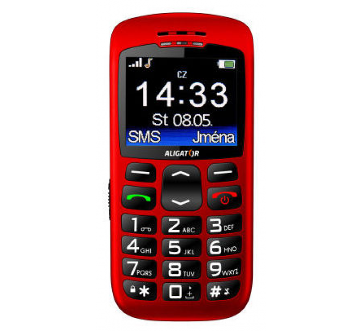 Aligator A670 Senior red (červený) + nabíjecí stojánek