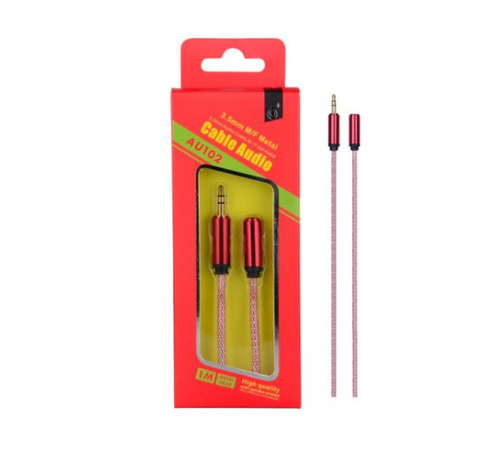 Audio kabel PLUS, 3,5mm jack, Male+Female, (AU102), červený