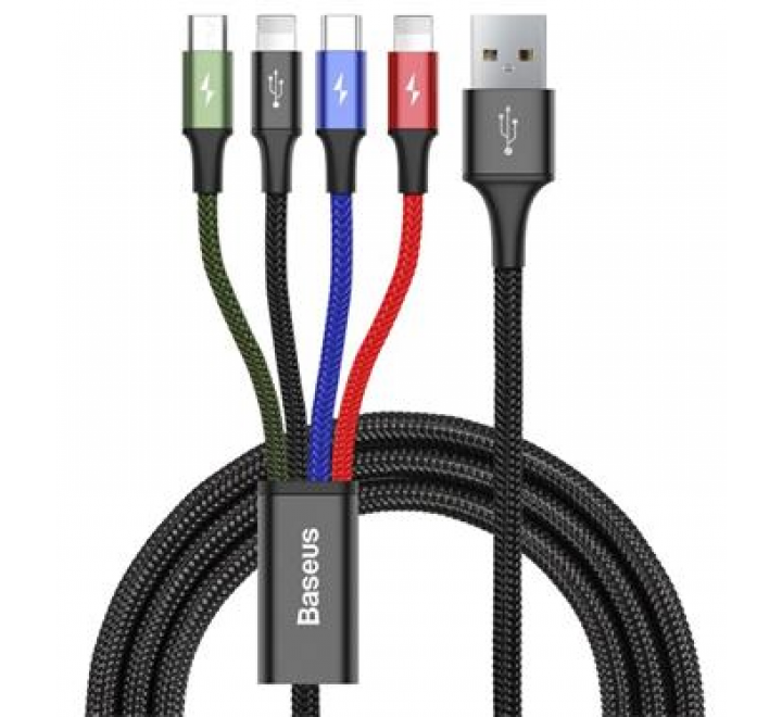 Baseus CA1T4-A01 Fast 4in1 Kabel 2x Lightning, USB-C, MicroUSB 3.5A 1.2m Black