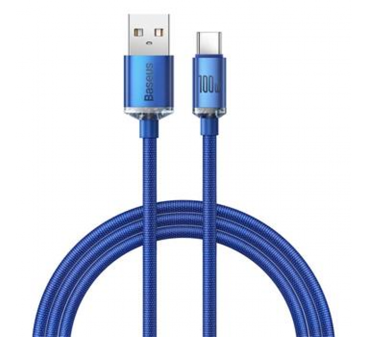 Baseus CAJY000403 Crystal Shine Series Datový Kabel USB - USB-C 100W 1,2m Blue