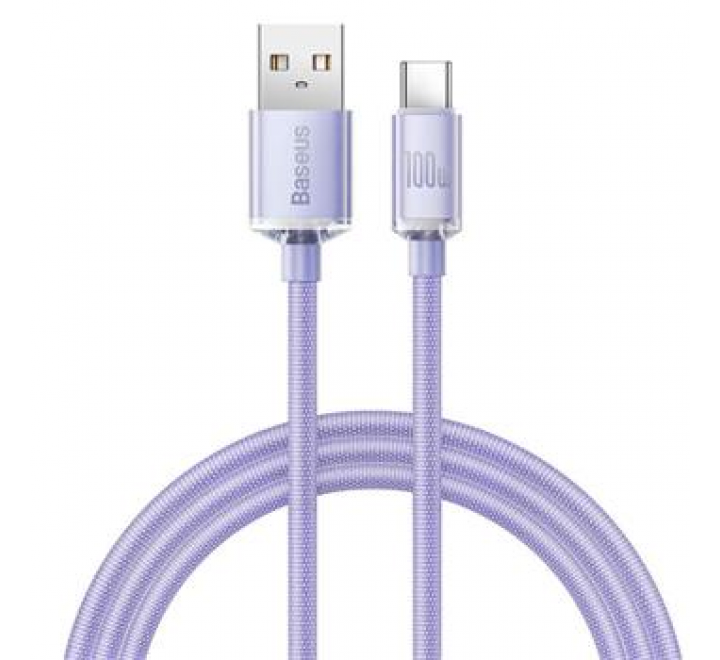 Baseus CAJY000405 Crystal Shine Series Datový Kabel USB - USB-C 100W 1,2m Purple