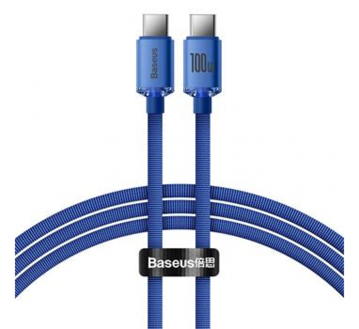 Baseus CAJY000603 Crystal Shine Series Datový Kabel USB-C - USB-C 100W 1,2m Blue